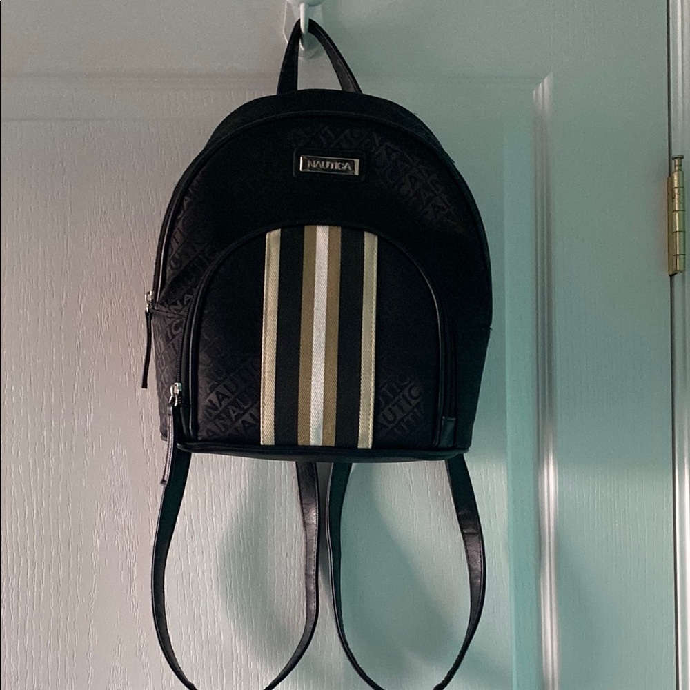 Nautica Black Backpack with Stripes